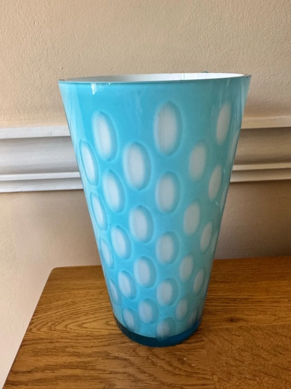 Crate & Barrel Serenade Vase Blue Cased Optic 10